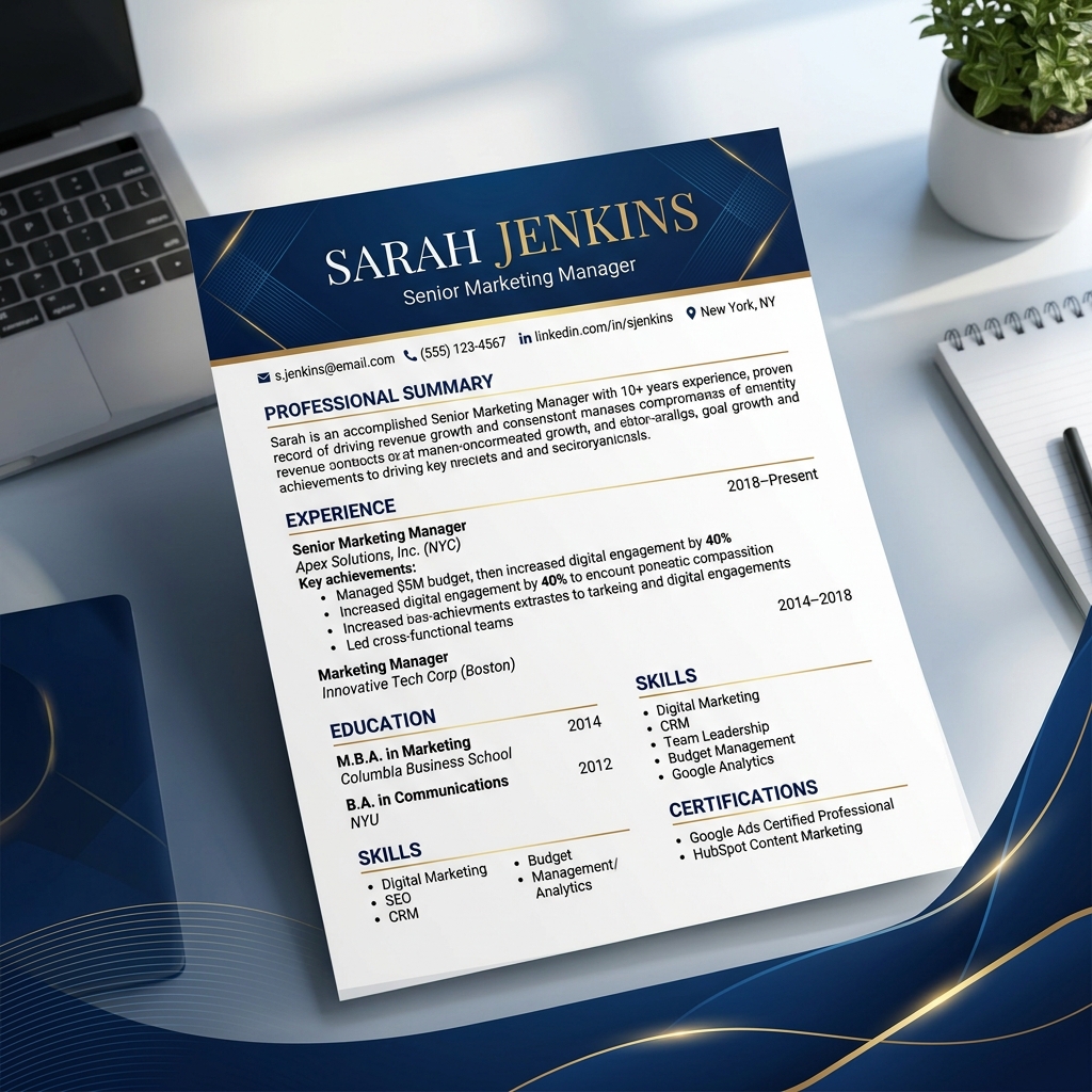 Sarah Jenkins Resume template